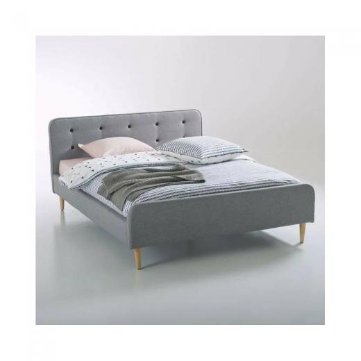 Lit capitonné design scandinave en bois robuste - Meubles et décoration en Tunisie