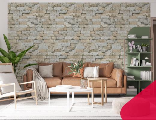 PAPIER PEINT PIERRE BLANC 2636 - Meubles et décoration en Tunisie