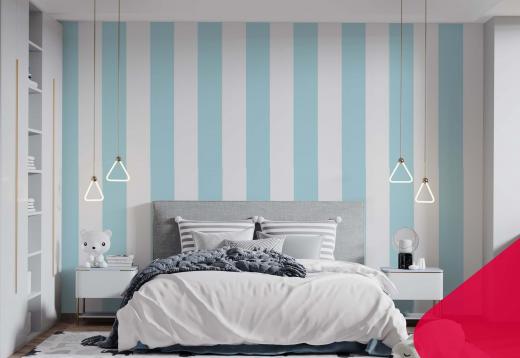 PAPIER PEINT RAYE BLEU ET BLANC 2615 - Meubles et décoration en Tunisie