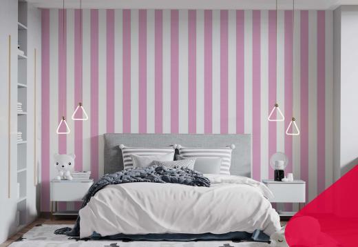 PAPIER PEINT RAYE ROSE ET BLANC 2614 - Meubles et décoration en Tunisie