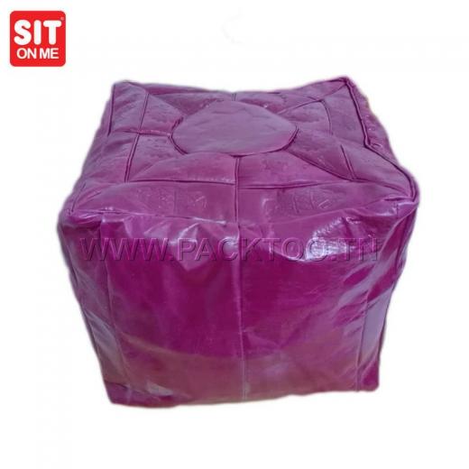Pouf artisanal 100% cuir( carré) - Meubles et décoration en Tunisie