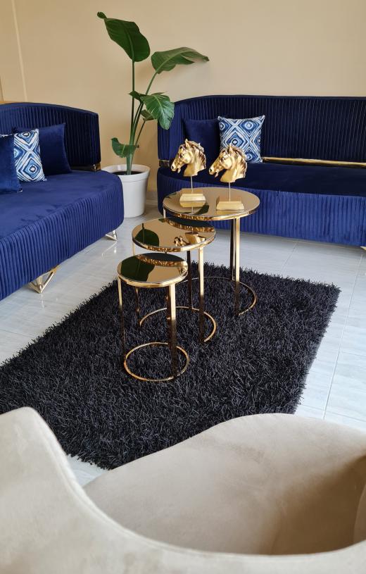 Salon moderne 7 place avec 3 table basse inox - Meubles et décoration en Tunisie